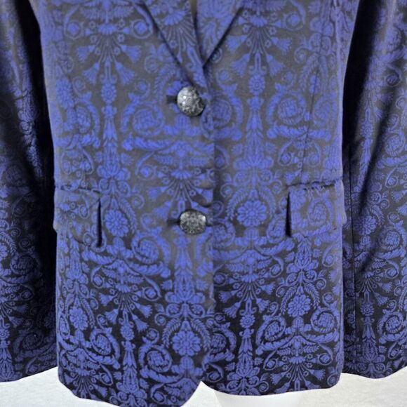 Chico's Embroidered Jacquard Blazer Sz 0 Office Siren Corpcore Preppy Glam - Picture 6 of 10